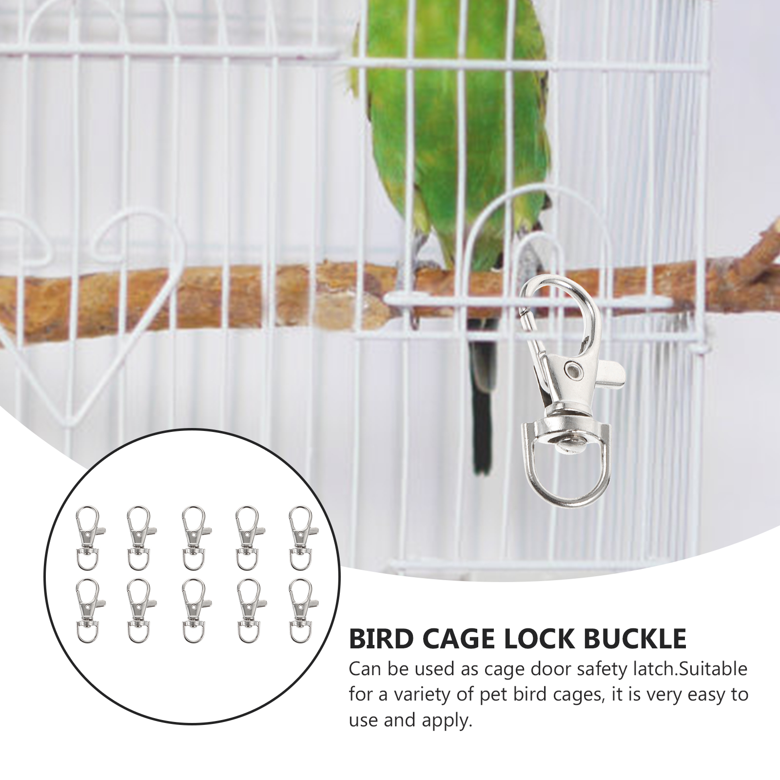 Verrou de Cage à oiseaux, 20 pièces, accessoires Cage à perroquets, boucles de sécurité, serrures de porte