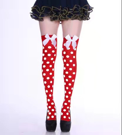 2021Hot Halloween Snoep Kleur Strik Lange Hoge Buis Over-De-Knie Dij Sokken Polka Dot Schedel Persoonlijkheid straat Sexy Night: 08
