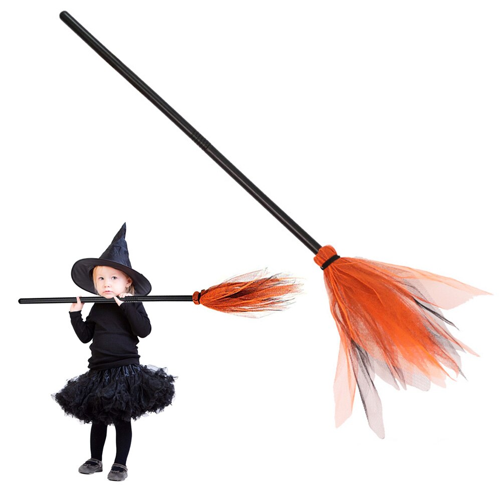 Til halloween heksekost plast kost rekvisitter til udklædningsfest halloween dekoration kost rekvisitter: Orange