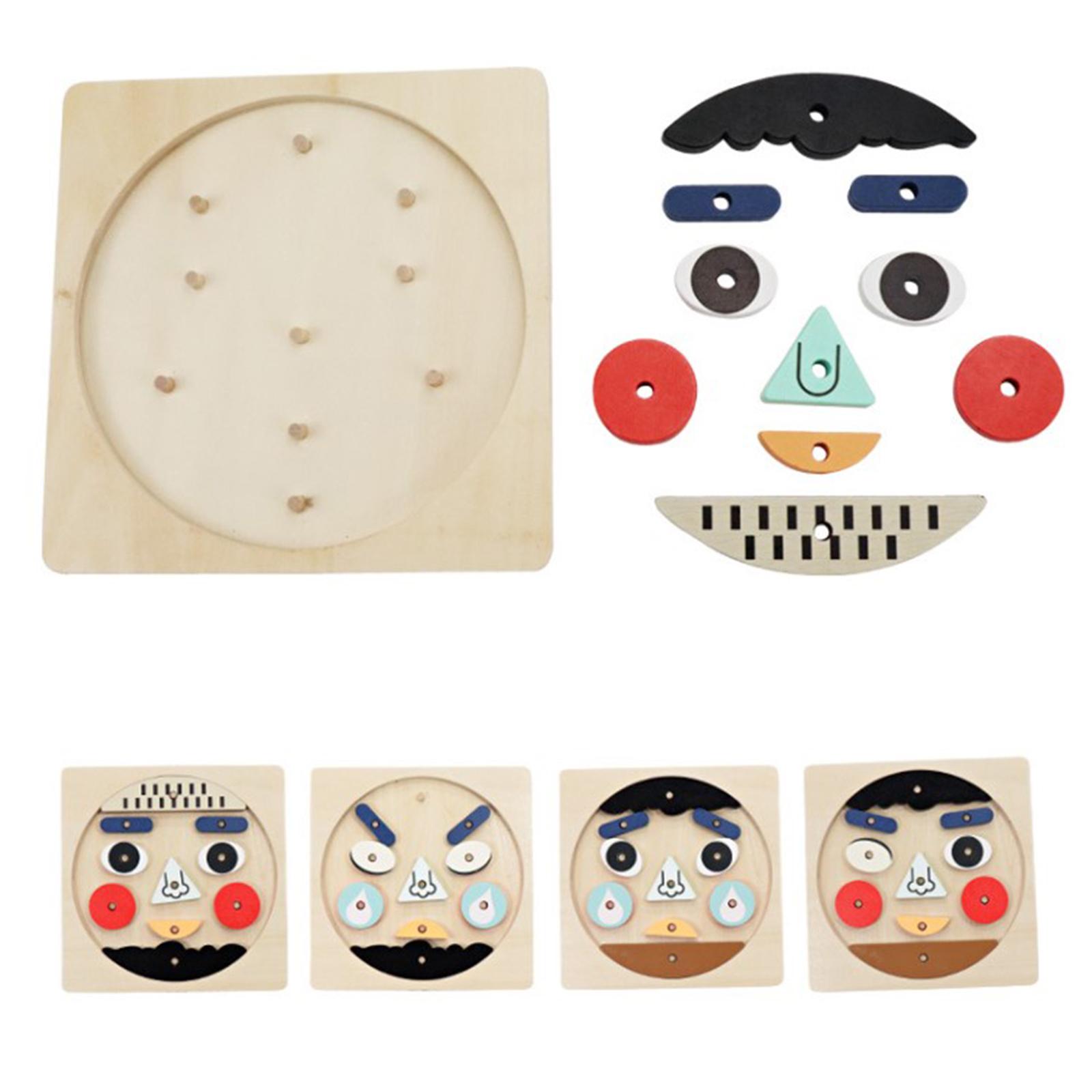 Puzzels Assortis D&#39;expressions En Bois De Dessin Animé Pour Les Enfants De 3