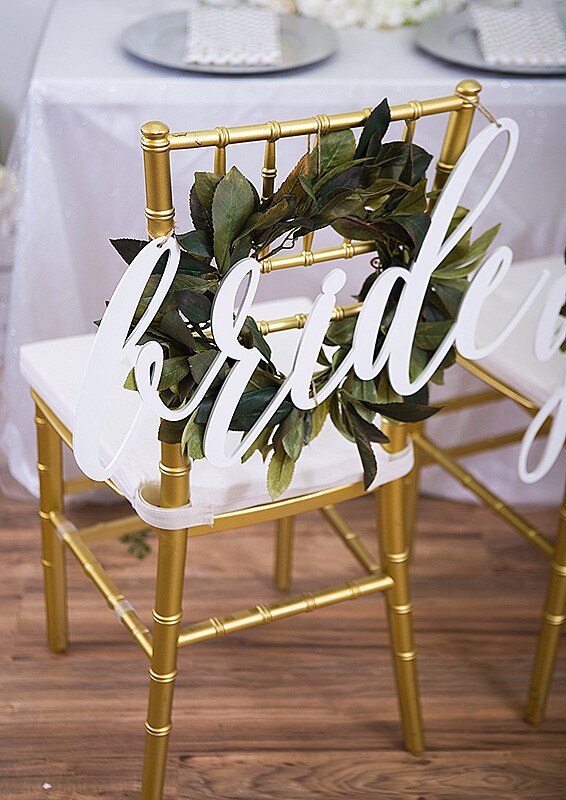 2 stk / lot brudeparret stolskilte til bryllup, hængende stolskilt til dekoration af bryllupsstol