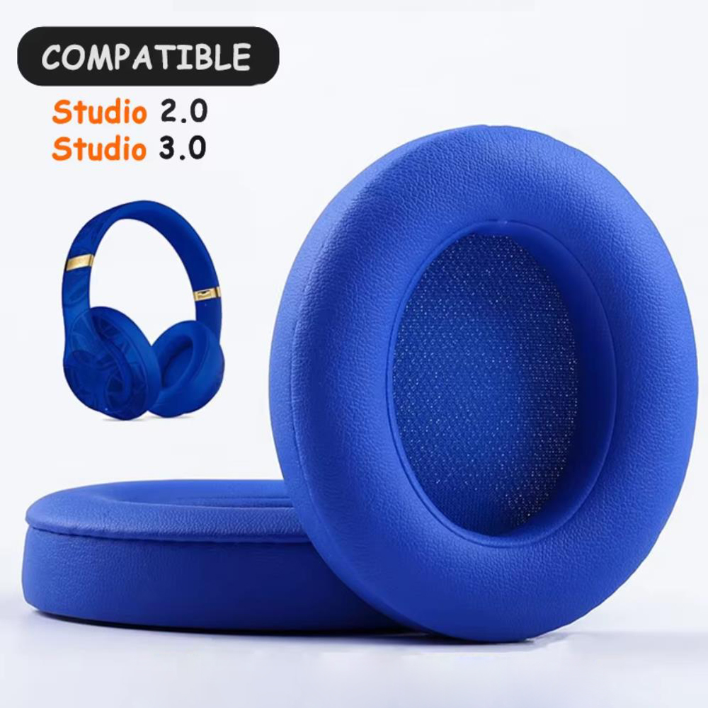 Ørepuder til beats studio 2.0 studio 3.0 trådløse og kablede hovedtelefoner, udskiftningsørepuder, proteinlæder  b0500 b0501: Blå