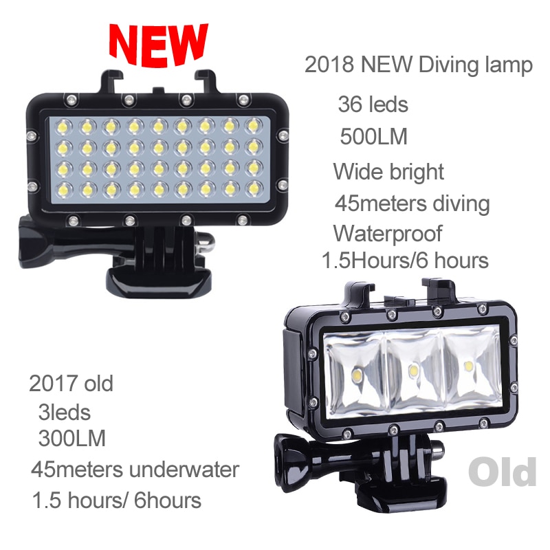 Lámpara de buceo de 45M, luz de Flash impermeable para GoPro Hero 5 7/8, accesorios para cámara de vídeo Xiaomi mijia Yi 4K SJCAM