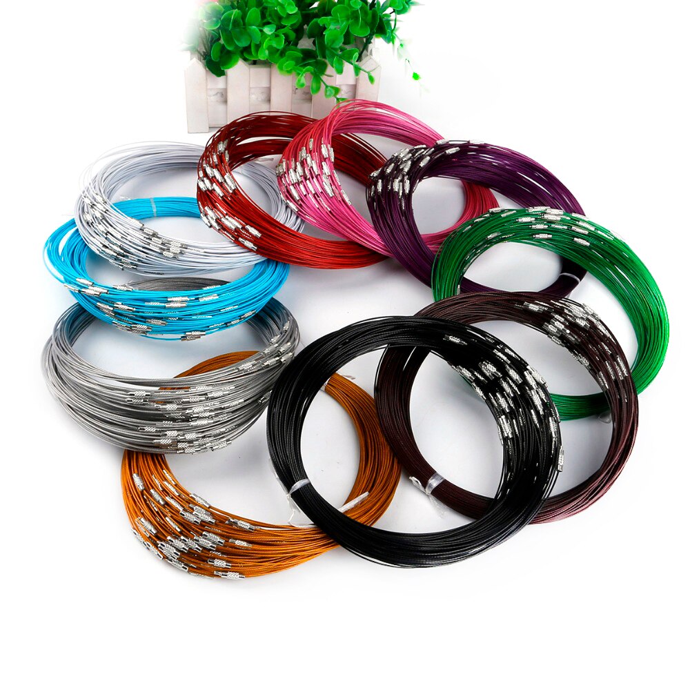 10 Stks/partij 46Cm Multicolor Gemengde Zilver Kleur Rvs Schroef Choker Ketting Draad Snoer Voor Diy Kettingen Craft Sieraden