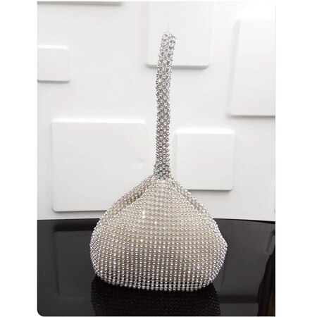 DOYUTIG Luxe vrouwen Diamant Avondtassen Zilver/Goud/Zwarte Steentjes Hobos Handtassen Lady Shiny Clutch Bags a175: silver