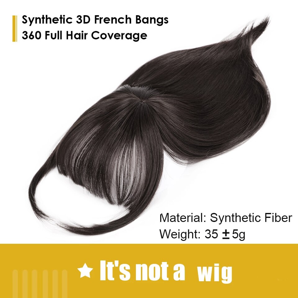 Isaic Dark Brown/Black Synthetic Hair Fringe Clip Bangs Clip In Hair Extension 3D Natural Franch Bangs High Temperature Fiber
