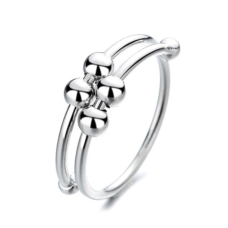 Anxiety Ring Adjustable Opening Women Men Fidget Ring With Bead Worry Stress Relief Jewelry For Female Stacking Finger Rings: RING1382-2
