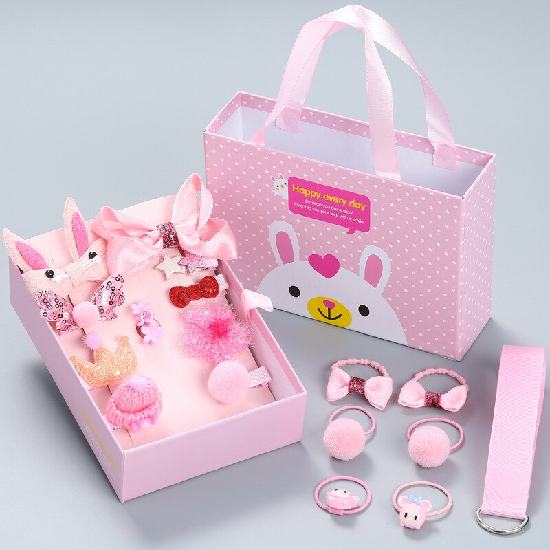 Accesorios coreanos para el cabello para bebé, tocado de princesa, horquilla para niña, juego de 18 piezas, horquilla para niña, conjunto con caja de: Marrón