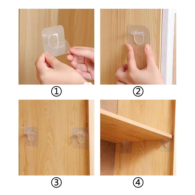 10pcs Adhesive Shelf Support Pegs Drill Free Nail Instead Holders Closet Cabinet Shelf Support Clips Wall Hangers