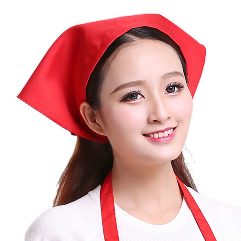 Gorro triangular estilo japonés para hombre y mujer, pañuelo para la cabeza, toalla, Cocina, Restaurante, Chef: Red
