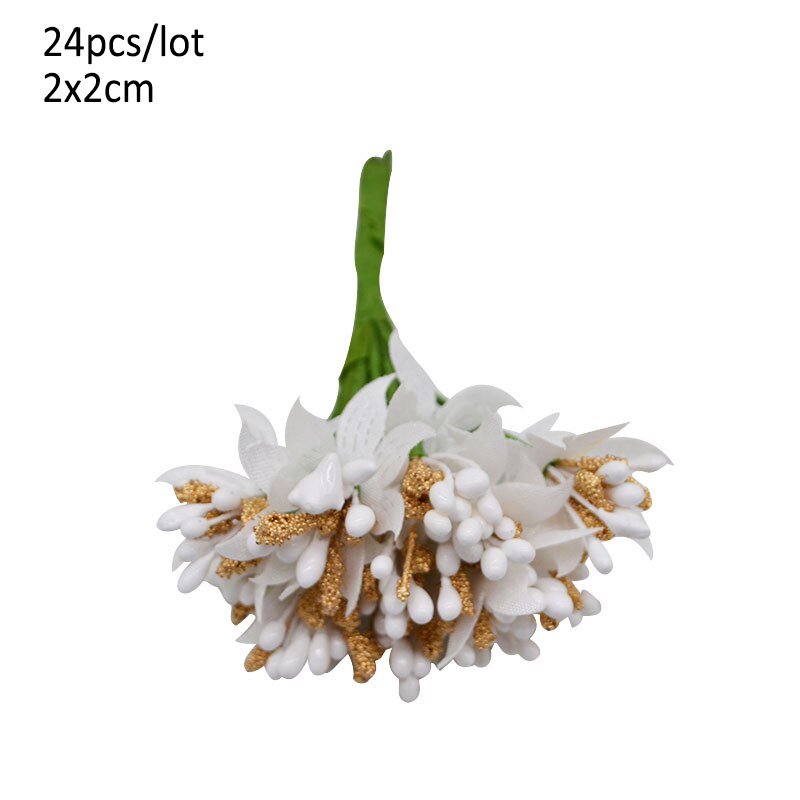 Or fleur artificielle fruits étamines fleur cerise étamine baies Bundle bricolage gâteau noël mariage boîte couronnes décor: da067