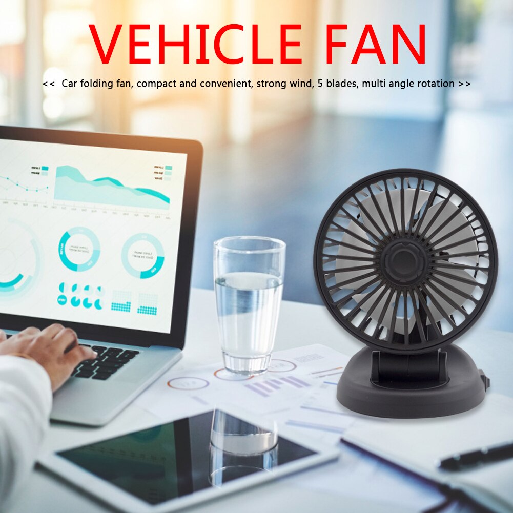 Mini Auto Fan Usb Aangedreven Verstelbare Hoek 5 Blades Rustige Stille Bureau Tafel Fan Air Circulatiepomp Aromatherapie Auto Fan