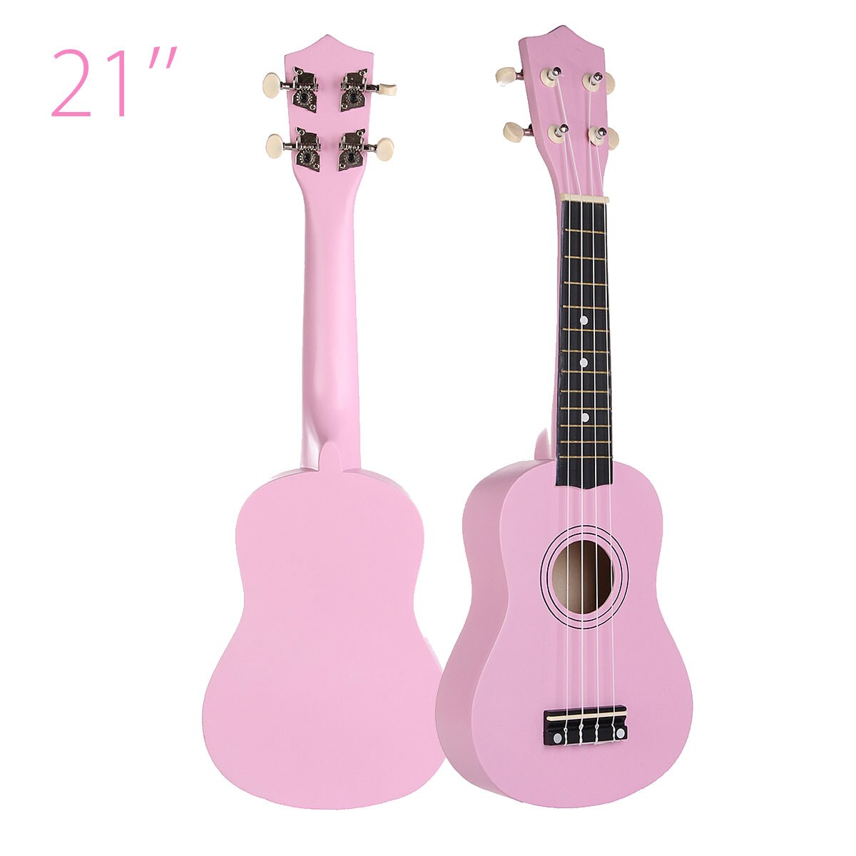 21 "rosa Basswood Soprano Ukulele Havaí Uke Guitarra Baixo Guitarra Instrumentos Musicais Set Kits + Tuner + Cordas + cinta + Caso