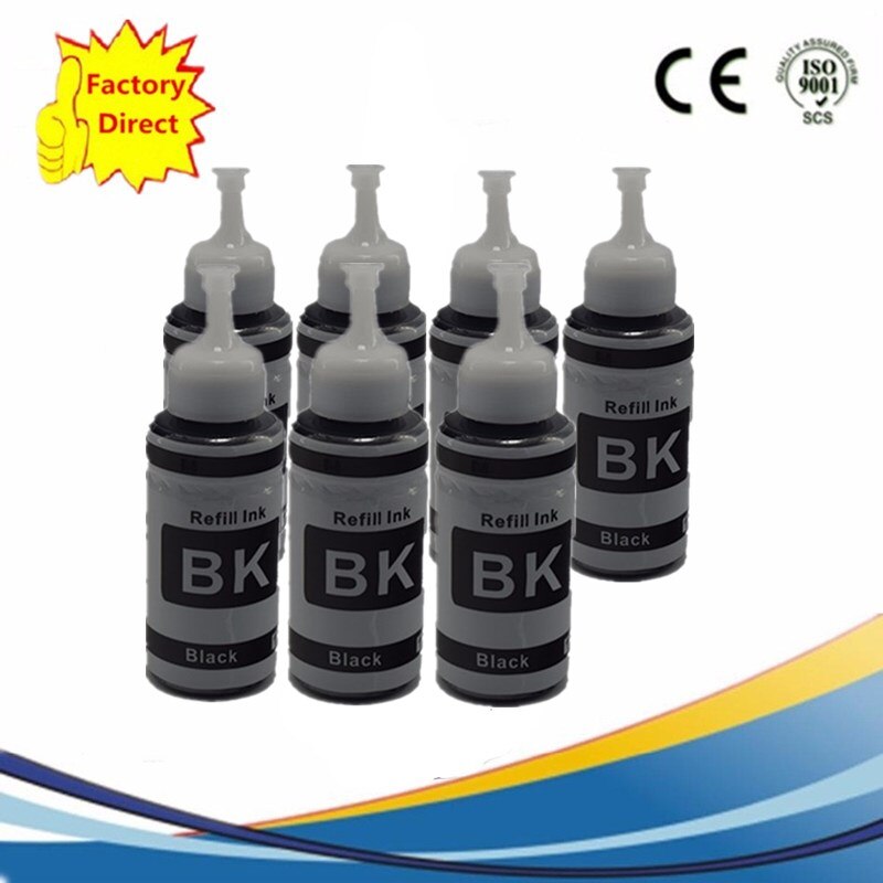 Ricarica Kit di Inchiostro della Tintura L800 L801 di Stampa Della Stampante A Getto D'inchiostro No. T6731/2/3/4/5/6 Uso Per Cartuccia Riutilizzabile Ciss: 7BK