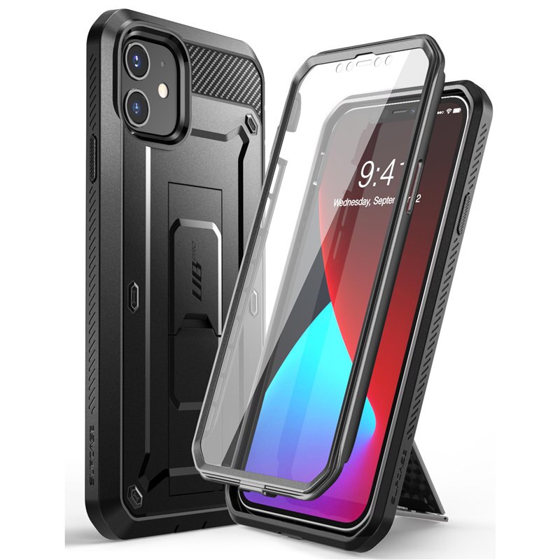 SUPCASE For iPhone 12 Mini Case 5.4 inch ) UB Pro Full-Body Rugged Holster Cover with Built-in Screen Protector &amp; Kickstand: Black