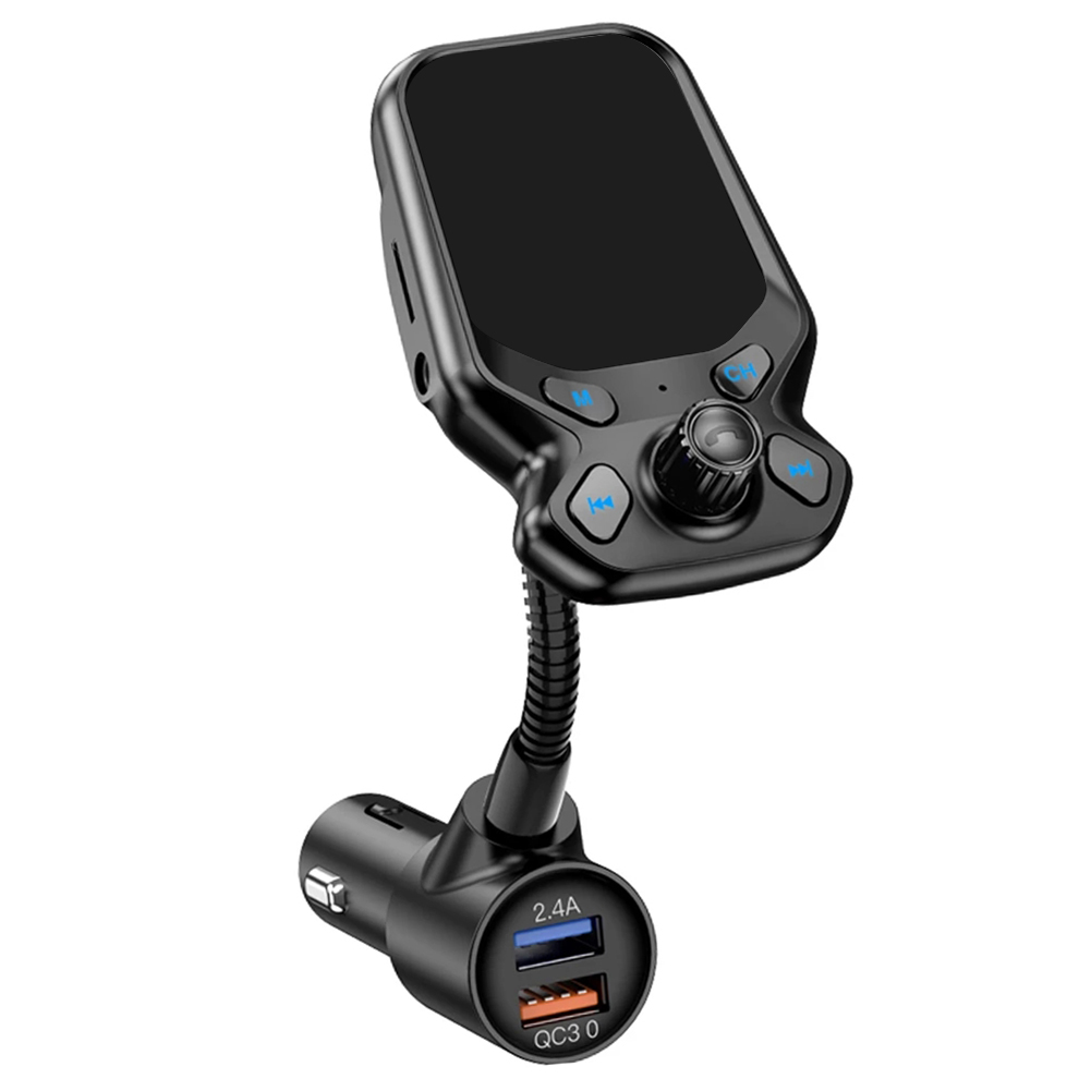Bluetooth-compatible 5.0 Wireless Handsfree Car Kit with QC 3.0 Dual USB Car Charger Car MP3 Audio AUX Player FM Transmitter