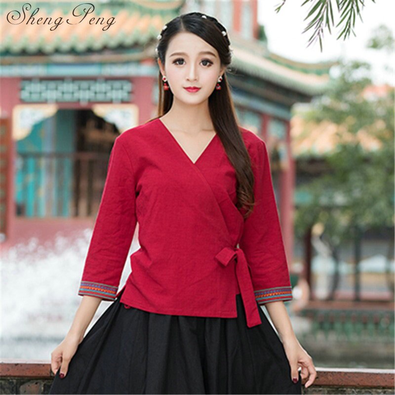 Leinenhemd frauen leinen kleidung cheongsam oben Chinesischen stil stehkragen blusen einfarbigen leinenhemd CC381