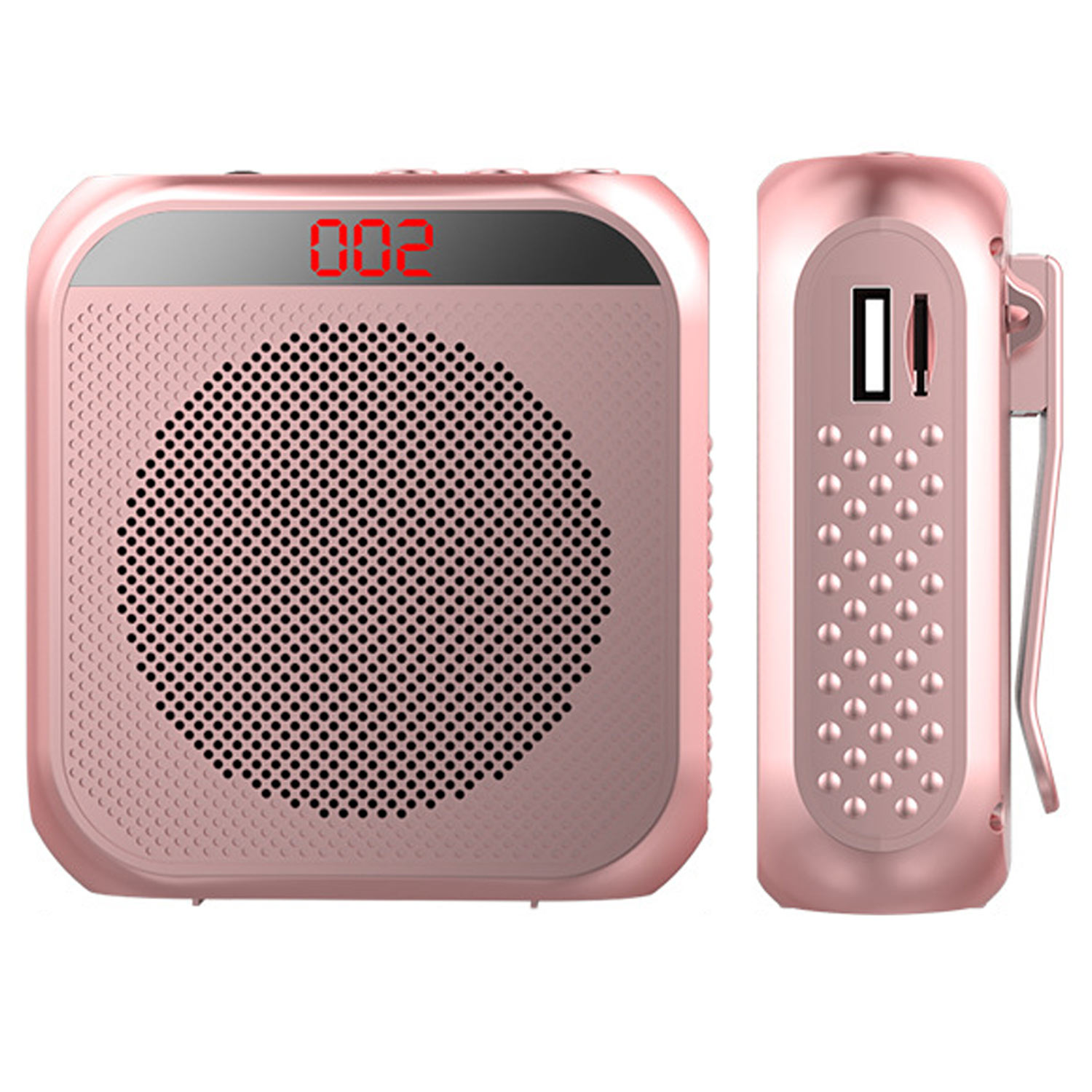 Gosear-Amplificador de voz portátil multifuncional, altavoz Personal con pantalla de micrófono para profesores, 5W, 2400mAh: Rose Gold