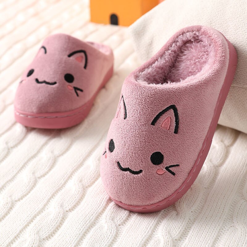 Kot kreskówkowy dzieci kapcie futrzane dom kreskówka dziecko kapcie z bawełny buty dla małego dziecka chłopcy dziewczęta futrzane kapcie domek dla dzieci buty