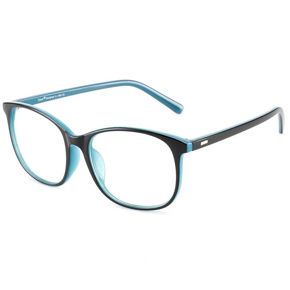 Cyxus Luce Blu di Blocco Occhiali Da piazza nerd Occhiali Da vista Telaio anti Blu raggio di Gioco per computer Occhiali anti UV per le Donne Degli Uomini 8121: nero blu