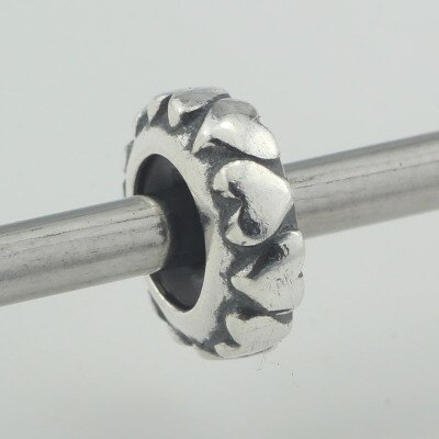 Authentic 925 Sterling Silver Spacer Stopper Heart Flower Bead Charm Fit European Style 3mm Bracelet Jewelry: TBS219-2