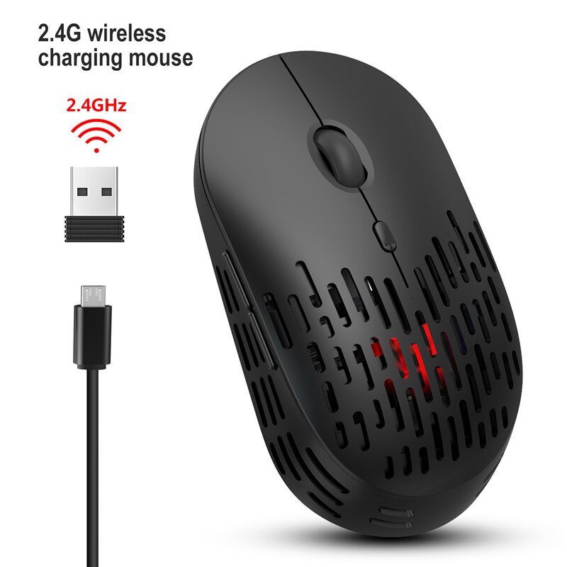 kabellos Spielen Maus Leucht See Stille Maus kabellos 1600 DPI Optische Ergonomische 2,4G Computer Mäbenutzen Gamer Für Laptop PC: T38 Schwarz