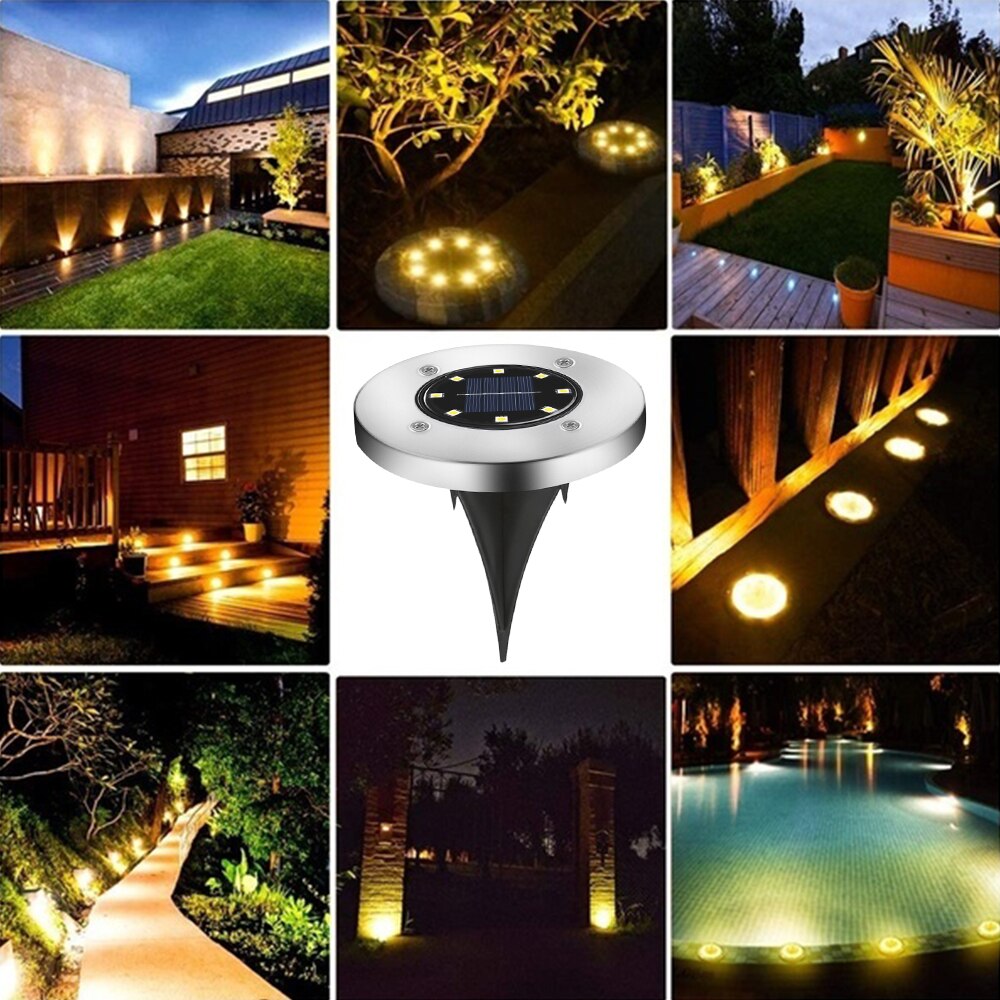 1pc Solar Light Outdoors Waterproof 8 LED Solar Street Light Garden Decor Buried Stair Lamp Underground Decking Solar light