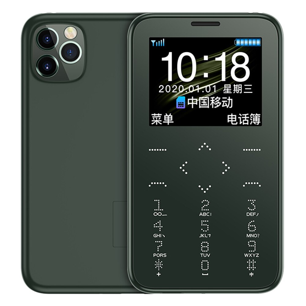 Soja 7s+  mini mobiltelefoner 1.5 "ips farve stor skærm fakkel kamera  mp3 hifi lyd lang standby bluetooth gsm børn mobiltelefoner: Grøn