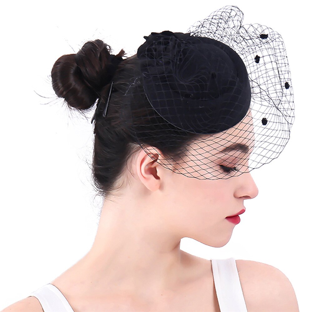 Black Flower Hat Wedding Bride Headpiece Mesh Women Weddings Fascinators Accessories For Ladies Party Chapeau Caps