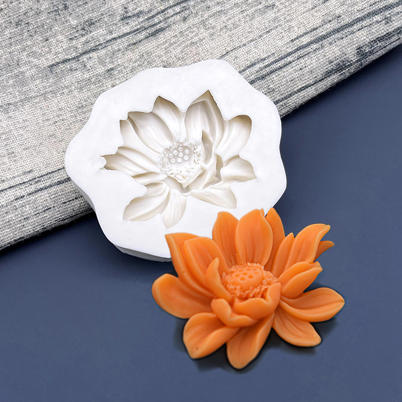Moule en Silicone fleur Lotus Rose marguerite, Sugarcraft, Cupcake au chocolat, cuisson, Fondant, outils de décoration de gâteaux: Grey