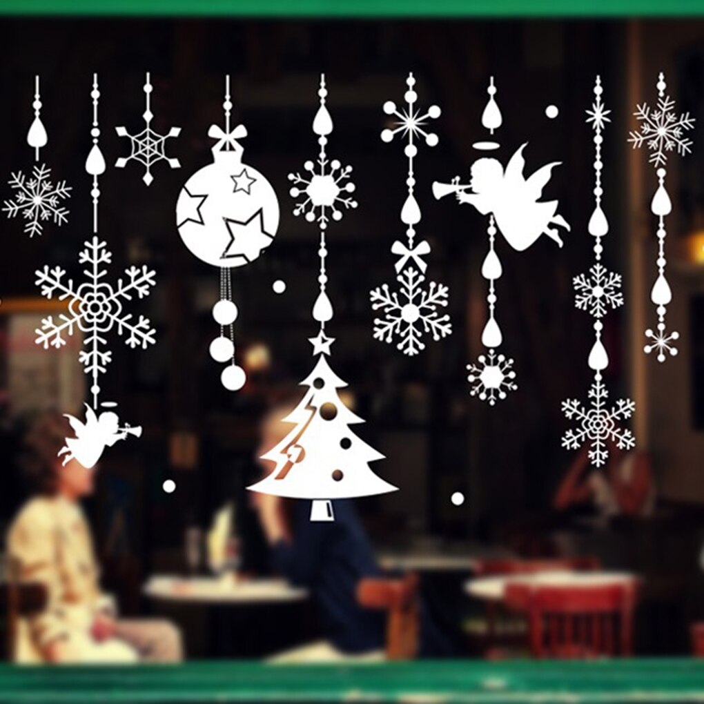 Santa Claus Snowflake Snowman Sticker Christmas PVC Wall Decals DIY Xmas Shop Mall Wallpaper House Window Decor
