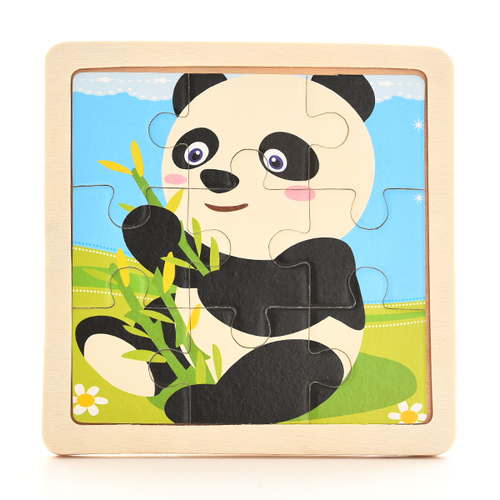 Baby Wooden Montessori Puzzle Child Game Wooden Puzzle 3D Cartoon Animal Puzzle Babies Toys Puzzles For Kids 1 2 3 Year Old: panda