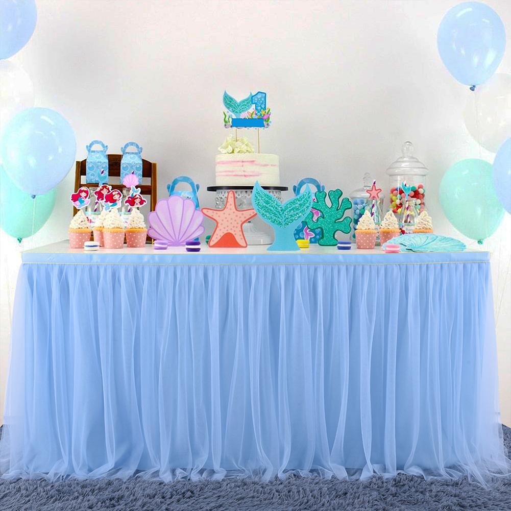 6FT 9FT 14FT Hochzeit Party Ballettröckchen Tüll Tabelle Felsen Gittergewebe Plissee Tabelle Felsen Geschirr für Heimat Hochzeit Geburtstag Party Dekoration