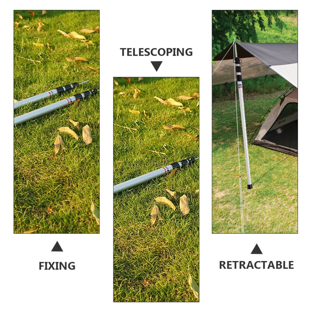 1 Set Adjustable Tarp Pole 3-Section Tent Pole Telescoping Canopy Support Rod