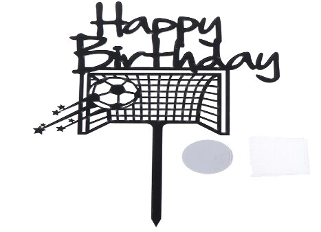 Fodbold akryl kage topper nyhed fodbold tillykke med fødselsdagen kage topper til drenge fødselsdag sportsfest kage dekorationer: 1