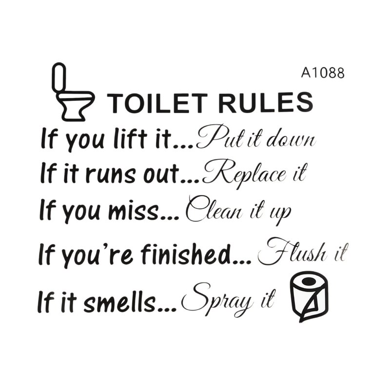 Toilet Rules Bathroom Removable Wall Sticker Vinyl Art Decals DIY Home Decor: Default Title