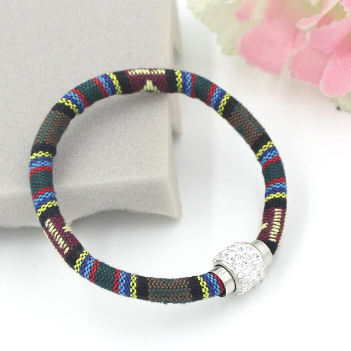 9 Kleuren Crystal Magnectic Dichter Bangle Armband Etnische Mexicaanse Stijl Katoenen Touw Boho Armbanden Voor Vrouwen Bijoux Pulsera: Color 5