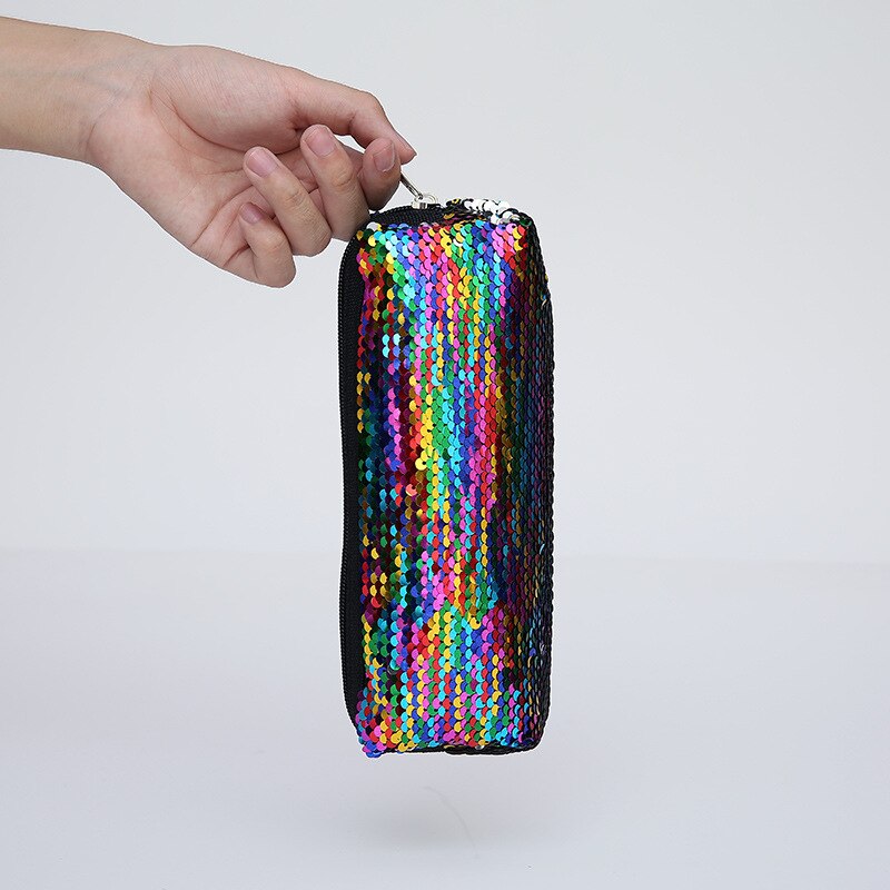 Estuche holográfico de lentejuelas para lápices, material escolar, suministros para lápices, kalem kutusu kawaii