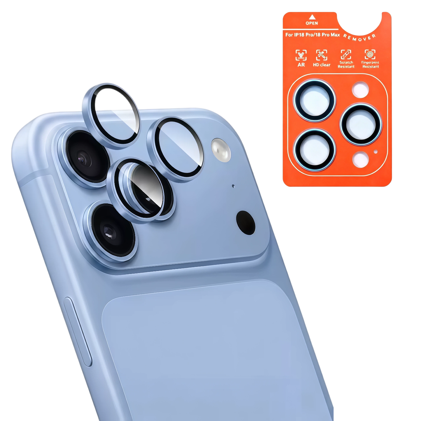 For iPhone 18Pro/18 pro Max AR Anti-Fog Original Color Rear Camera Tempered Glass Protective Film Clear Back Cover Glass: Blue / iPhone 18 Pro