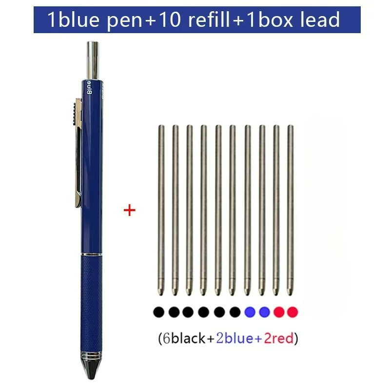 Bolígrafo multifuncional con Sensor de gravedad de Metal 4 en 1, bolígrafo Multicolor de negocios, lápiz automático, de papelería para oficina y escuela: Rojo