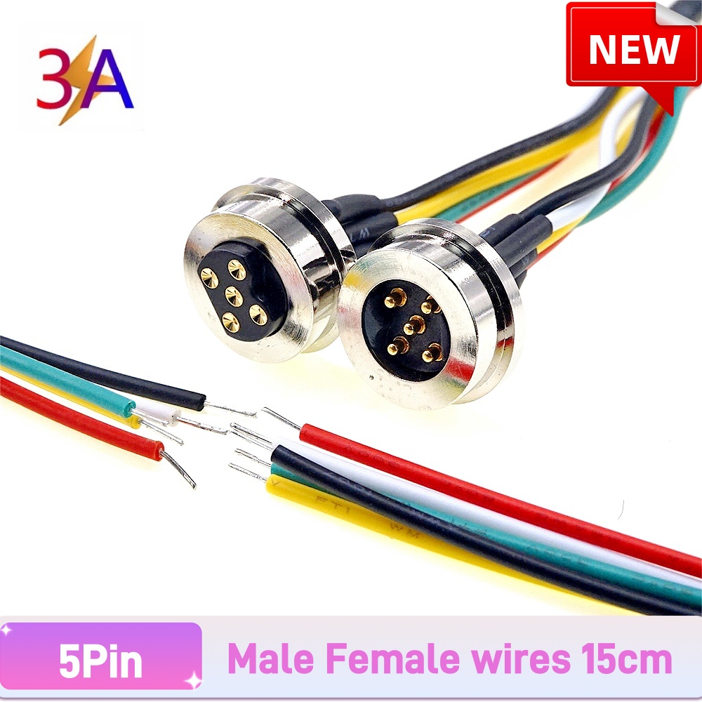 1 par de conector Pin Pogo magnético de forma Circular 1, 2, 3, 4, 5 polos, sonda macho hembra, perfil redondo de carga de energía CC: Naranja