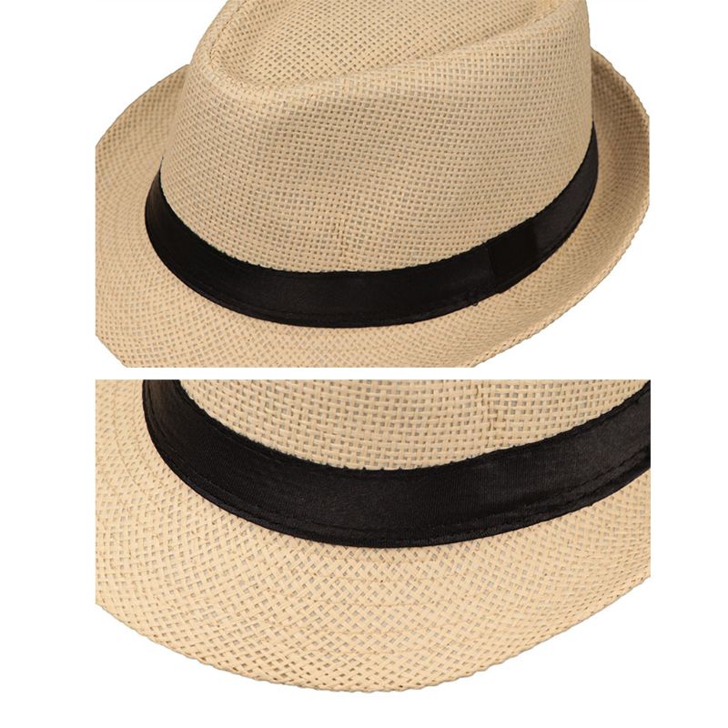 Kinderen Kids Zomer Strand Strooien Hoed Jazz Panama Trilby Fedora Hoed Gangster Cap Outdoor Ademend Hoeden Meisjes Jongens Zonnehoed