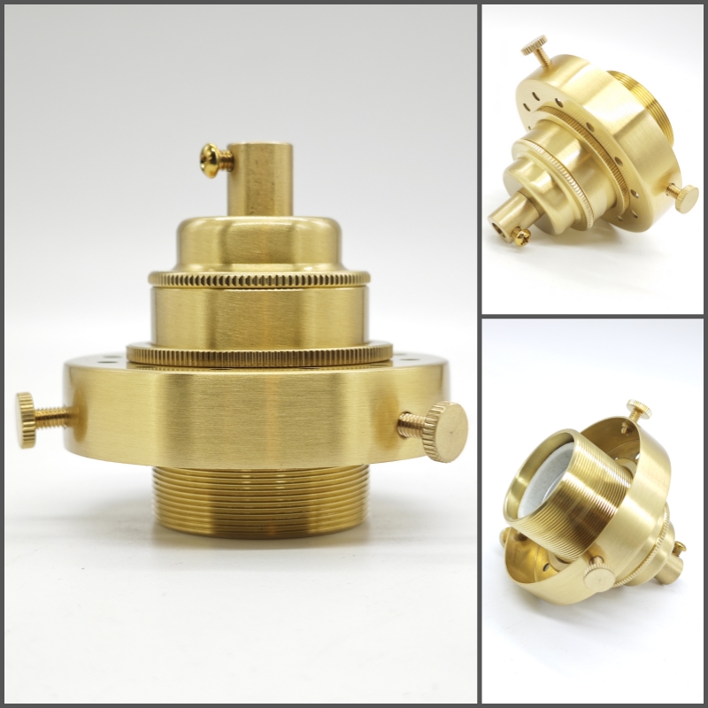 Edison DIY lamp holder for shade Pure brass material vintage threaded Socket Bulb Fitting E27 UL/CE lighting copper base: Silver / 2G7