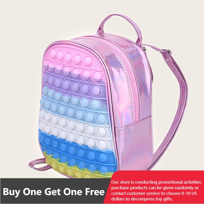 Kinderen Rugzak Anti Stress Tassen Kids Fidget Speelgoed Zachte Squishy Push Bubble Squeeze Meisjes Jongens Tas Opslag Shiny