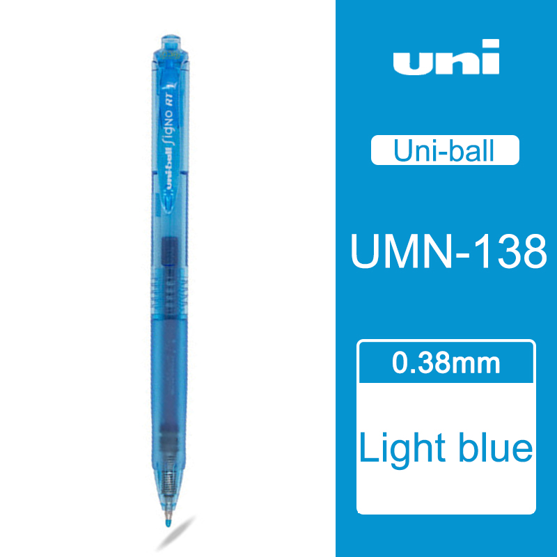 1 Piece Mitsubishi Uni-ball Signo RT retractable gel pen pena warna gel Pen Ultra Fine UMN-138 made in Japan: Light blue