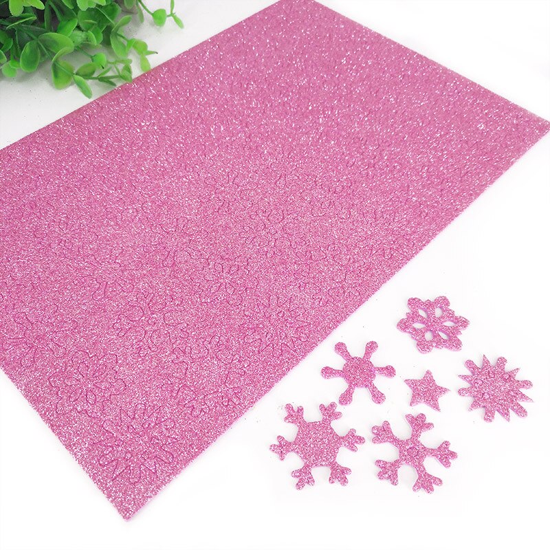 Fiocchi di neve di natale stelle giocattoli artigianali bambini creativi fai da te Glitter stelle fiocchi di neve paillettes carta spugnosa materiale manuale giocattoli: Pink