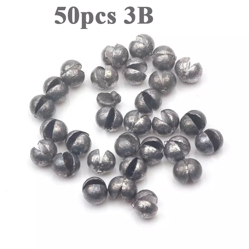 50pcs Round Split Shot Sinker Removable Fishing Weight Sinkers 1B-6B Fishing Accessories Equipment: 3B