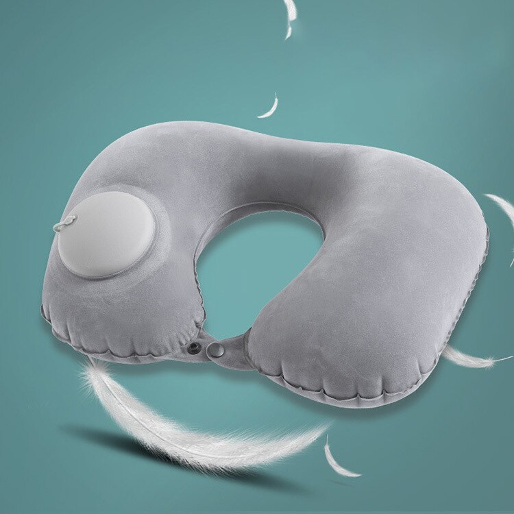 Air Pillow Office Pillow with Press U Inflatable Pillow Head Rest Air Neck Cushion: Grey
