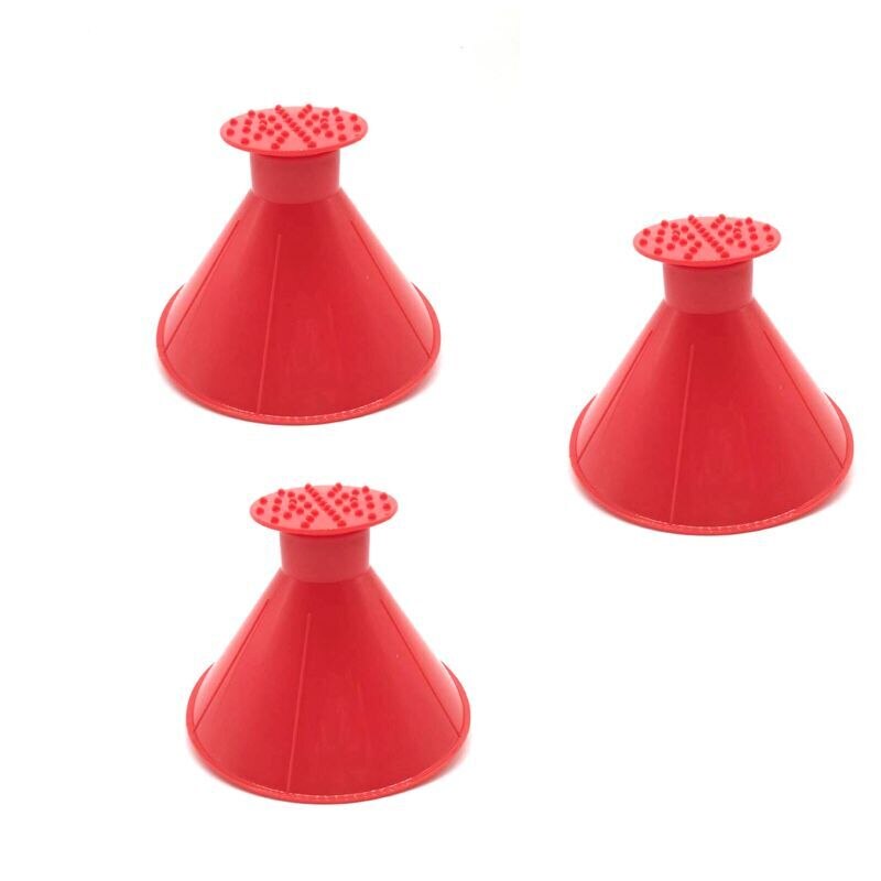 Ice Scraper Car Magic Window Windshield Snow shovels Car Shaped Funnel Snow Remover Deicer Cone Deicing Tool: 3pcs red