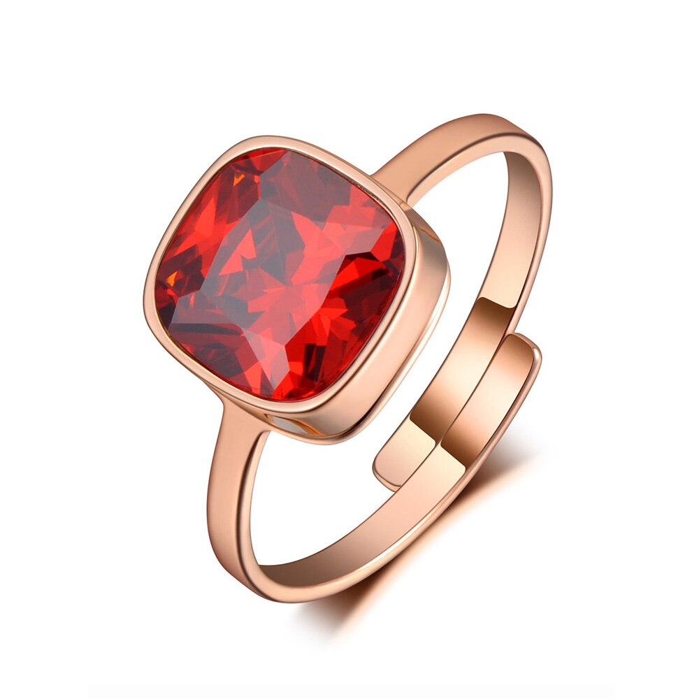 Lokaer-anneau de mariage pour femmes, en titane, en acier inoxydable, bijoux en or Rose, mosaïque, en cristal CZ, R19156: Red